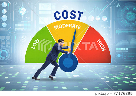 Cost management concept with businessman 77176899