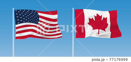 カナダとアメリカの旗 77176999