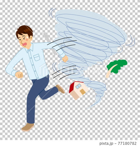 A man running away from a tornado 77180782