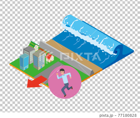 津波避難の注意喚起イラスト 津波避難の注意喚起イラスト 77180828