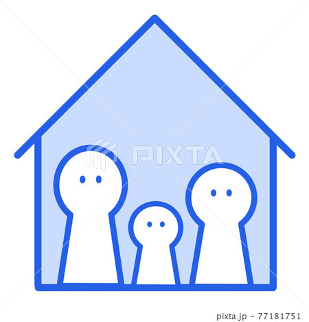 イラスト素材：家族みんなで自宅で過ごす 77181751