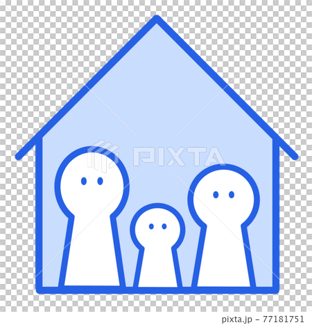 イラスト素材：家族みんなで自宅で過ごす 77181751