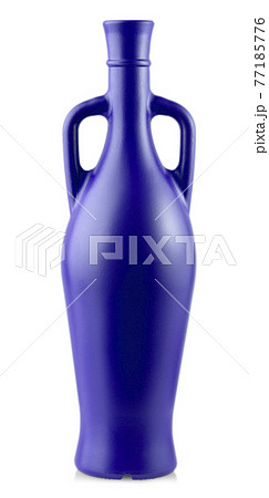 Clay bottle of wine isolated on white background 77185776