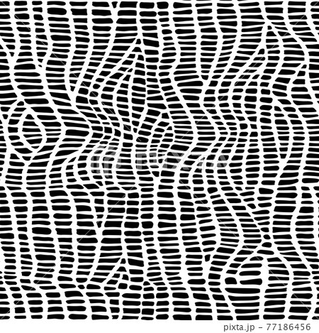 Abstract modern crocodile leather seamless pattern. Animals trendy background. Black and white decorative vector illustration for print, fabric, textile. Modern ornament of stylized alligator skin 77186456