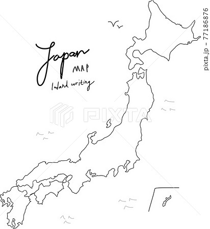 おしゃれな手書きの日本地図 線画のイラスト素材 77186876 Pixta