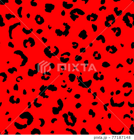 Abstract modern leopard seamless pattern. Animals trendy background. Red and black decorative vector stock illustration for print, card, postcard, fabric, textile. Modern ornament of stylized skin Abstract modern leopard seamless pattern. Animals trendy background. Red and black decorative vector stock illustration for print, card, postcard, fabric, textile. Modern ornament of stylized skin 77187148