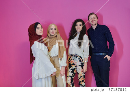 Portrait of happy young muslims representing Ramadan concept 77187812