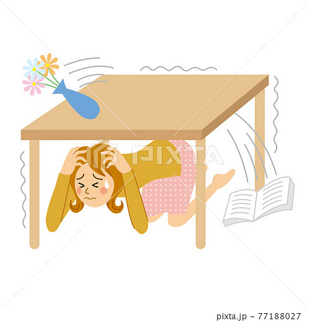 地震を怖がる女性のイラスト素材