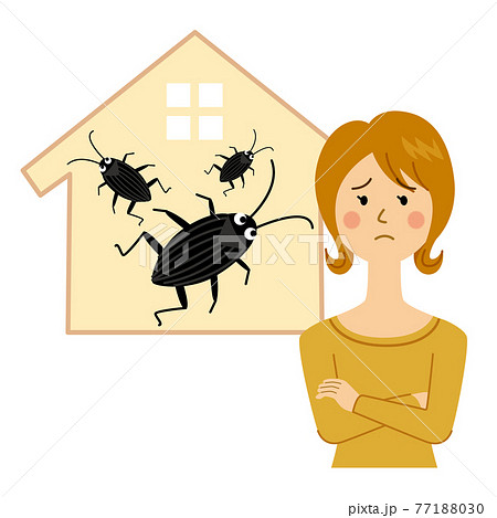 ゴキブリに困る女性 77188030