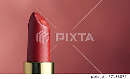 closeup of red moisturizing lipstick closeup of red moisturizing lipstick 77188075
