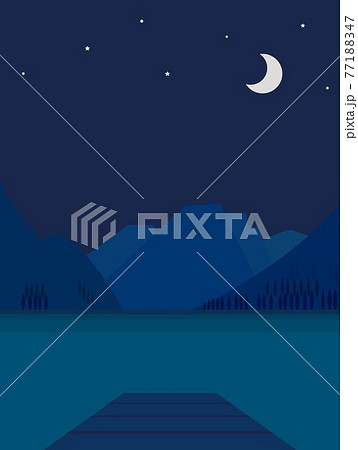 風景　ブライエス湖　lago　di　braies　夜 77188347