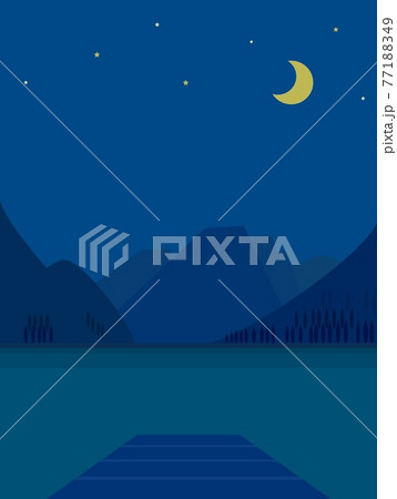 風景　ブライエス湖　lago　di　braies　夜 77188349