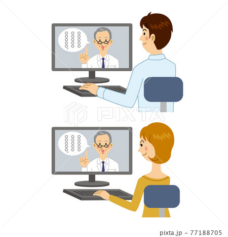 オンライン診療を受ける男女 77188705
