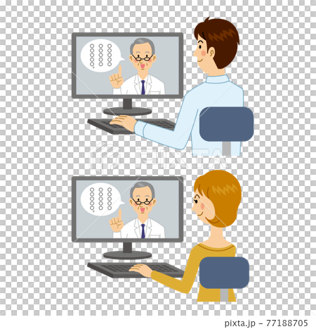 オンライン診療を受ける男女 77188705