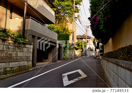 東京　代々木上原駅周辺の閑静な高級住宅街の風景 77189533