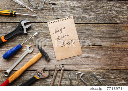 Happy labor day greeting card or background. Labor day in USA. 77189714