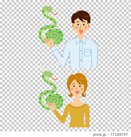 Men and women raising snakes 77189747