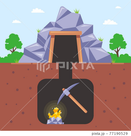 mining gold in a mine underground. mining gold in a mine underground. 77190529
