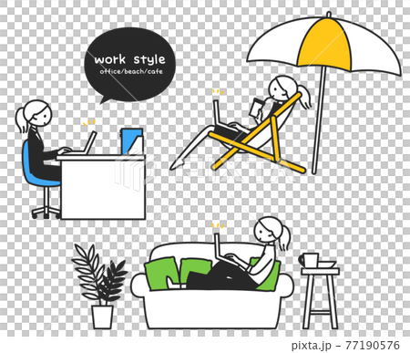 ワーケーションを楽しむちまっとした人物 ワーケーションを楽しむちまっとした人物 77190576