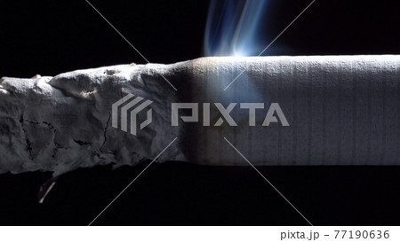 Footage of smoldering cigarette on black background 77190636