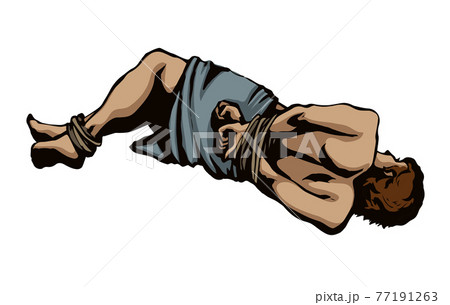 Man With hands tied. Vector drawing 77191263