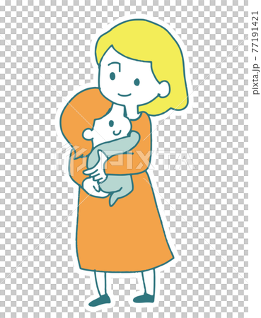 Simple pastel color vector illustration of a parent and child hugging mom baby parent and child Simple pastel color vector illustration of a parent and child hugging mom baby parent and child 77191421
