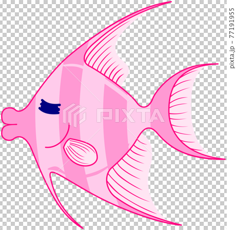 キスを連想する熱帯魚のようなキャラクター ピンク 縦柄 のイラスト素材