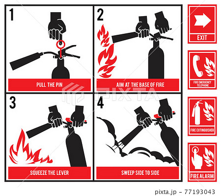 Fire fighting technical illustration. silhouette of fire extinguisher Fire fighting technical illustration. silhouette of fire extinguisher 77193043