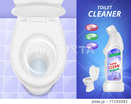 Toilet cleaner advertising. Fresh clean concept poster liquid detergent toilet sink and bathroom. realistic picture Toilet cleaner advertising. Fresh clean concept poster liquid detergent toilet sink and bathroom. realistic picture 77193085