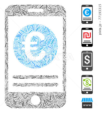 Hatch Mosaic Euro Smartphone Banking Vector Icon Hatch Mosaic Euro Smartphone Banking Vector Icon 77193315
