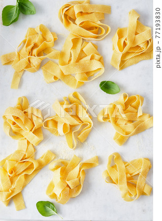 Homemade Pasta. Seen from above. Close-up. Homemade food. Homemade Pasta. Seen from above. Close-up. Homemade food. 77193830