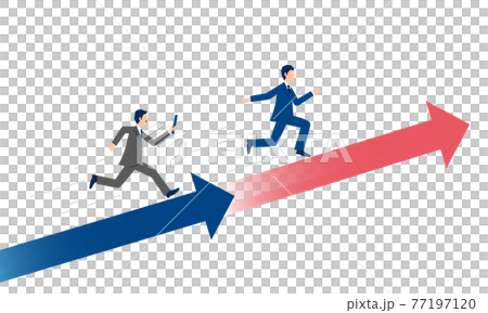 Management who passes the baton, illustration image of business succession / business succession, white background, vector material 77197120