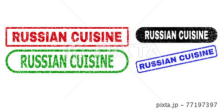RUSSIAN CUISINE Rectangle Stamps with Unclean Style 77197397