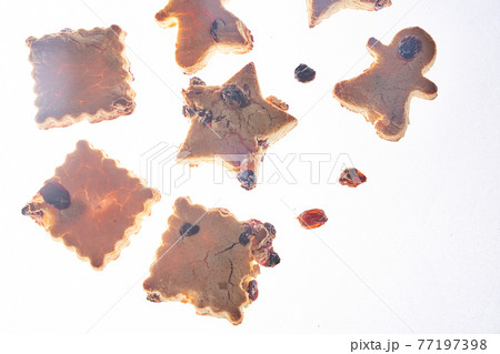 Cookies in different shapes, gluten-free, healthy dessert isolated background 77197398