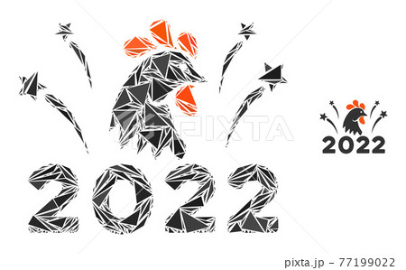 Triangle Mosaic 2022 Rooster Fireworks Icon Triangle Mosaic 2022 Rooster Fireworks Icon 77199022