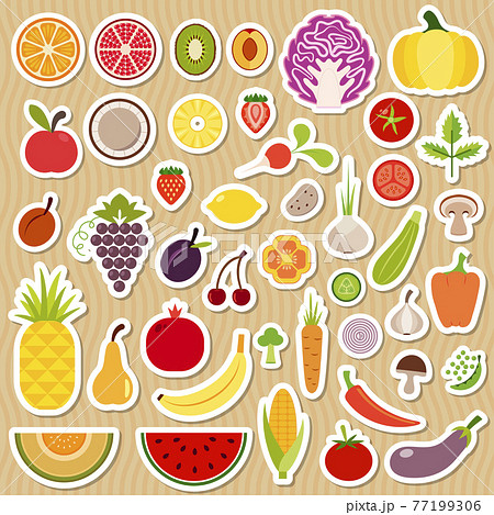 Set of fruits and vegetables 77199306