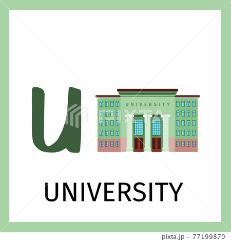 Alphabet card with university building 77199870