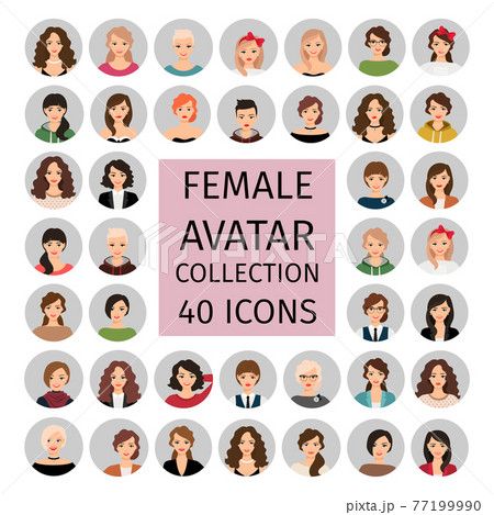 Female avatar collection icons set 77199990