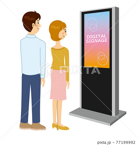 電子広告を見る男女 77199992