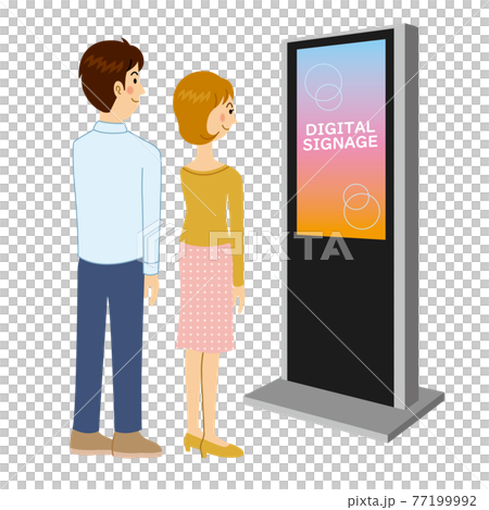 電子広告を見る男女 77199992