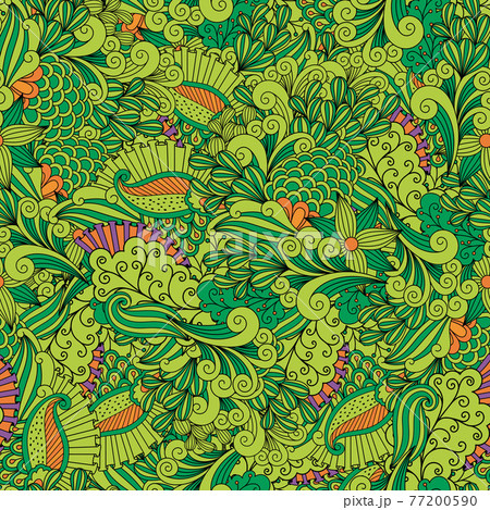 Green zen leaves ornamental pattern Green zen leaves ornamental pattern 77200590