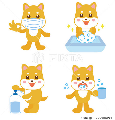 柴犬 犬 感染対策イラスト 柴犬 犬 感染対策イラスト 77200894