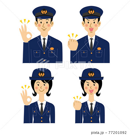 Okポーズをする警察官のイラスト素材