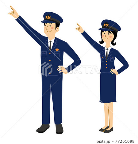 目指すポーズをする警察官 77201099