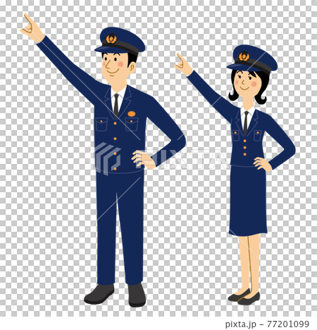 目指すポーズをする警察官 77201099