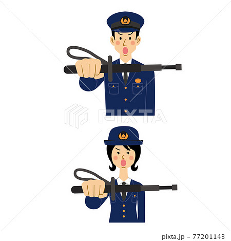 警棒を使う警察官のイラスト素材