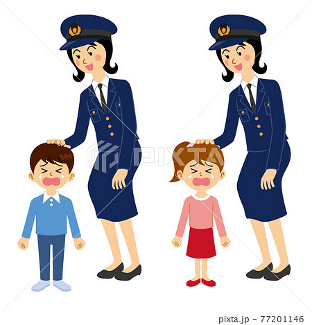 迷子をあやす婦人警官 77201146