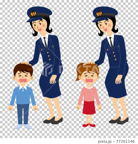 迷子をあやす婦人警官 77201146