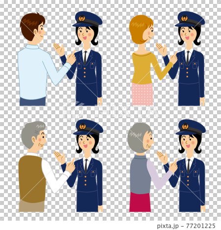 市民と話す婦人警官 市民と話す婦人警官 77201225