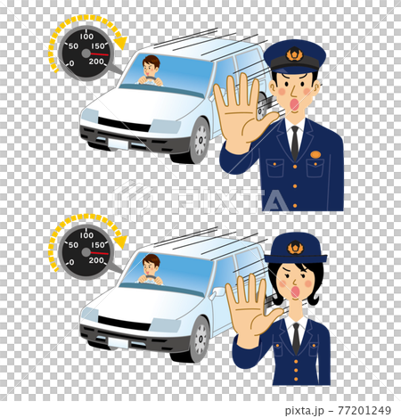 スピード違反を注意する警察官 77201249